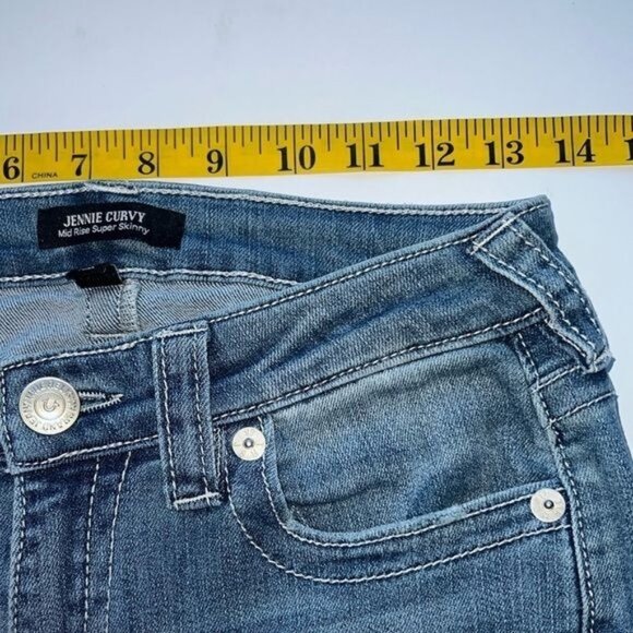 True Religion Jeans Womens 27 Blue Denim Mid Rise Super Skinny Stretch Fabric - Picture 9 of 10